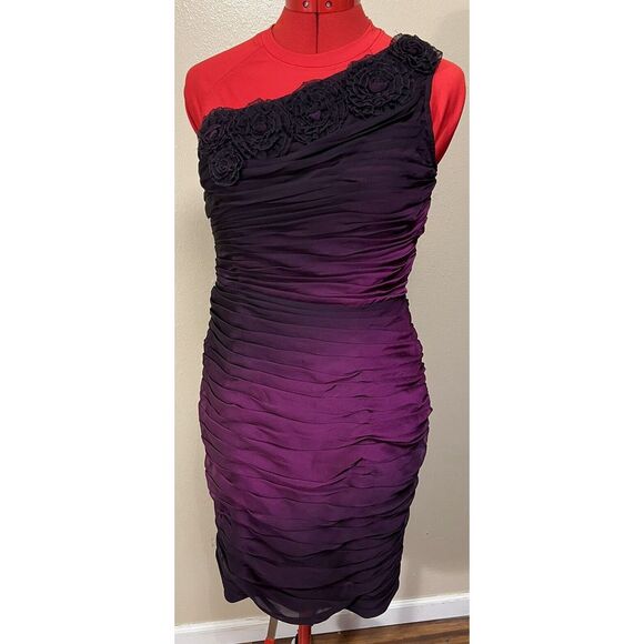 Adrianna Papell Deep Purple One Shoulder Dress - Picture 1 of 15
